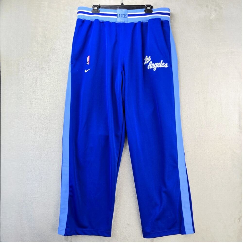 Vtg NBA LA Lakers Nike Team Warm UP Basketball Pants Mens 2XL Blue Retro Track